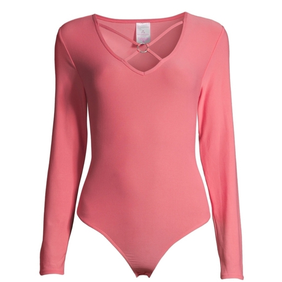 NWT No Boundaries Juniors' Long Sleeve Criss Cross Neck Bodysuit - Picture 6 of 6